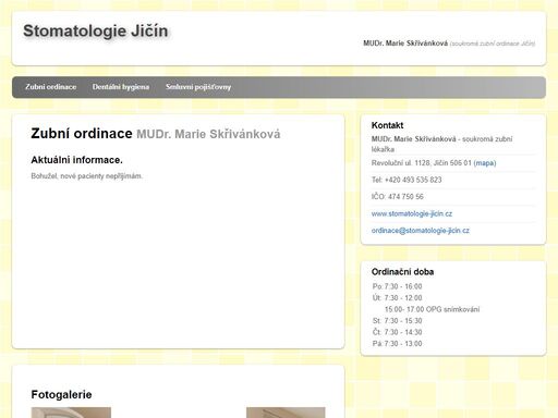 soukromá zubní ordinace v jičíně - mudr. marie skřivánková