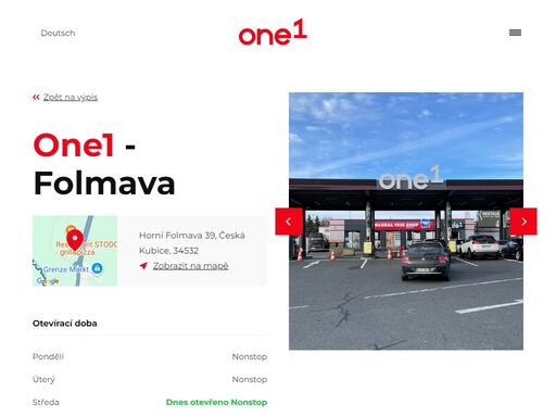 síť 33 čerpacích stanic one1 na česko-německých hranicích v západních a severních čechách.