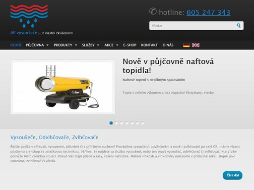 vysoušeče, odvlhčovače a zvlhčovače - servis, prodej, půjčovna