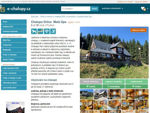 chalupa orlice? ubytování malá úpa v krkonoších. chalupa k pronájmu: kapacita 5 až 30 osob - 7 ložnic. provoz: léto, zima, víkendové pobyty, vánoce, silvestr.