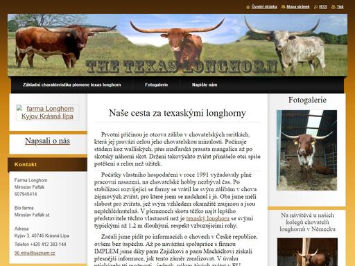 bio farma, longhorn, texaský dlouhorohý, faflák, farma kyjov, texas longhorn, první chov amerických texaských longhornů v čechách byl založen v kyjově, krásná lípa, chovatelem miroslavem faflákem.