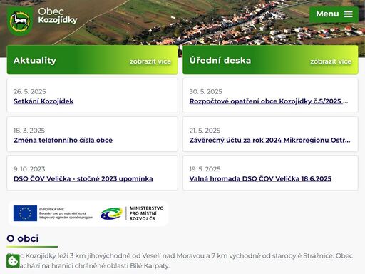 obec kozojídky se nachází v okrese hodonín v jihomoravském kraji. leží na úpatí bílých karpat v nadmořské výšce 188 m n. m., 3 km jihovýchodně od města veselí nad moravou. rozkládá se na katastrální výměře 287 ha a je zde evidováno 131 domů.
první p