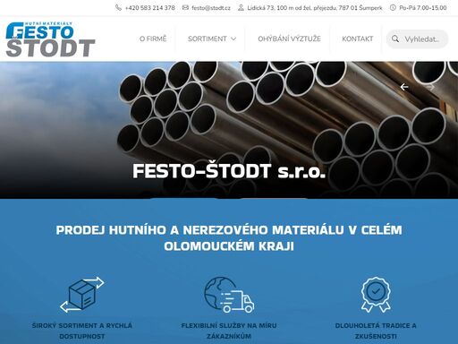 renomovaná firma festo-štodt s.r.o. poskytuje hutní a nerezový materiál v olomouckém kraji. široká nabídka, dělení materiálu na míru a spolehlivá doprava!