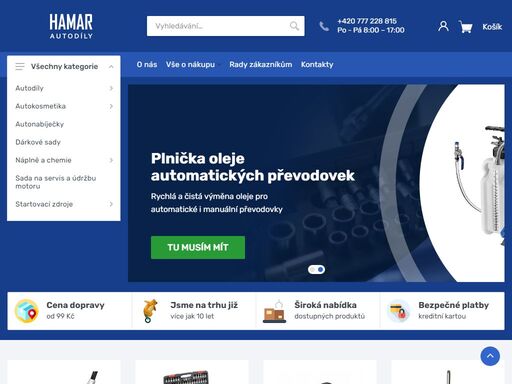 nabízíme náhradní díly, výřivé klapky a záslepky, řízení, nařádí, oleje, autobaterie a autokosmetiku pro vozy mercedes benz, bww, audi... navštivte hamar.cz!