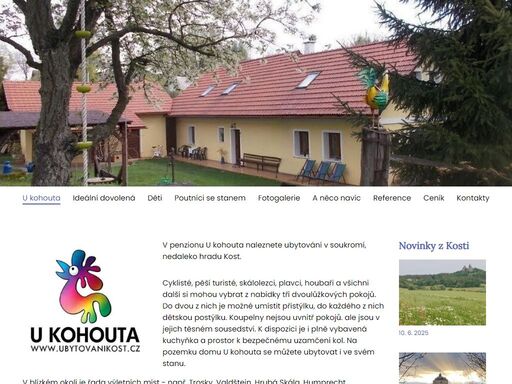v domě u kohouta naleznete levné a pohodlné ubytování v soukromí, v bezprostřední blízkosti hradu kost, v centru českého ráje.