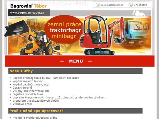 bagrování tábor, mini agr, traktorbagr, doprava techniky   /  www.bagrovani-tabor.cz 