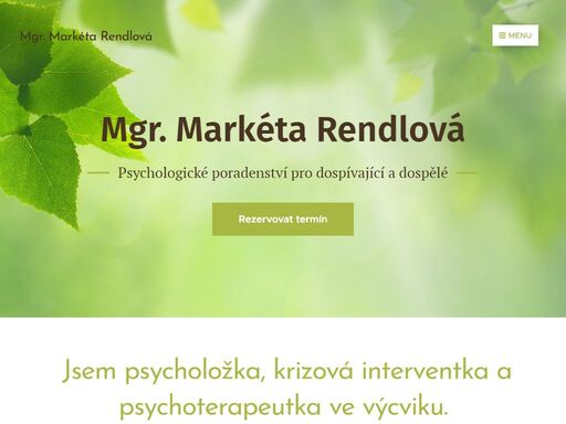 jsem psycholožka, krizová interventka a psychoterapeutka ve výcviku.