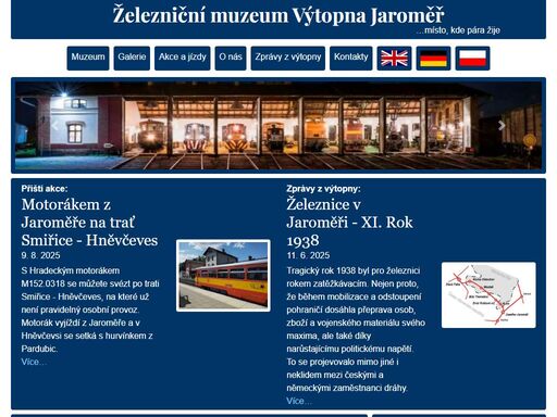 výtopna jaroměř - informace, nostalgické jízdy a novinky z muzea.