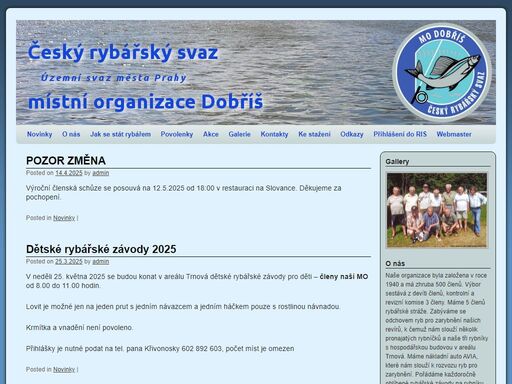  český rybářský svaz místní organizace dobříš - čsr mo dobříš, informace, aktuality 