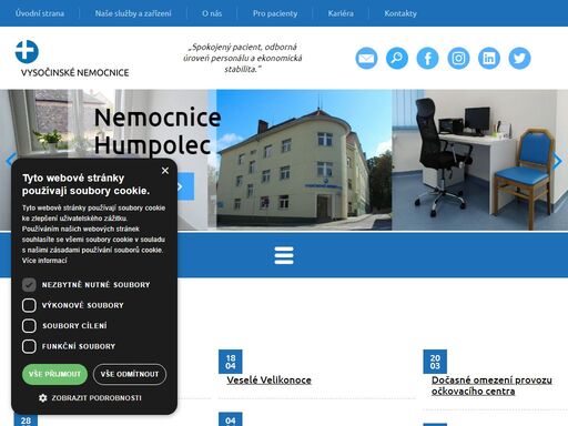 vysočinské nemocnice s.r.o. jsou nestátní zdravotnické zařízení provozující nemocnice následné péče a plicní léčebnu. nemocnice ledeč-háj, nemocnice humpolec, poliklinika ledeč.