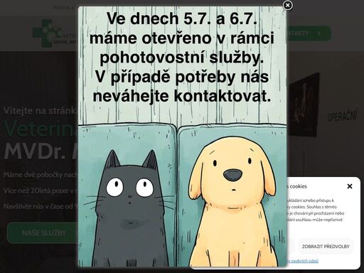 více než 20ti letá praxe v medicíně malých zvířat. navštivte nás v čase od 9:00 – 21:00, každý všední den. praha 6 - dejvice nebo roztoky u prahy.