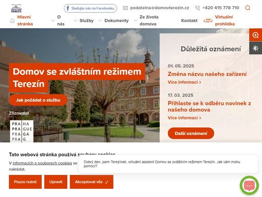 domov se zvláštním režimem terezín poskytuje sociální služby, kde mají klienti možnost volného pohybu uvnitř i mimo zařízení. cílem je zajistit bydlení klientům v nepříznivé sociální situaci.