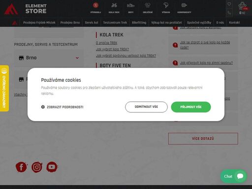 elementstore - kola trek, komponenty, oblečení, doplňky a boty pro cyklisty.  prodejna kol trek v brně a prodejna kol trek ve frýdku-místku. maximální servis, spolehlivost, garance a poradenství. využijte náš věrnostní program nebo se k nám zastavte pokecat na kávu!