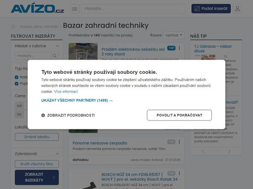 online bazar avízo.cz nabízí mnoho aktuálních inzerátů na prodej zahradního nářadí. vyberte si z naší nabídky.