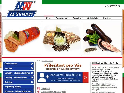 vepřové a hovězí maso, uzeniny, lahůdkářské výrobky, cattering, řeznictví klatovy, horšovský týn, stod u plzně