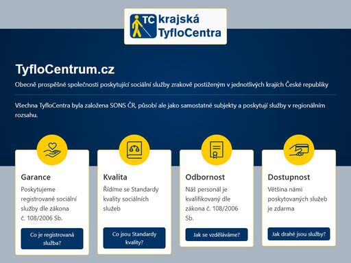 obecně prospěšné společnosti poskytující sociální služby zrakově postiženým v
    jednotlivých krajích české republiky