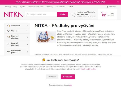 naše firma vyrábí již od roku 1994 předlohy na vyšívání. 