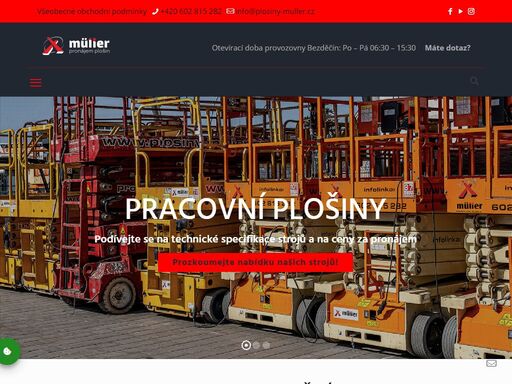 plošiny müller, s.r.o., mladá boleslav | potřebujete pronajmout pracovní plošinu, vysokozdvižný vozík nebo manipulátor? zajistíme pronájem vysokozdvižné...