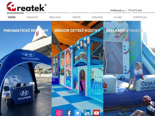 společnost reatek cz, s.r.o., dodává a vyrábí nafukovací reklamu, nafukovací atrakce a dětské hřiště na zakázku.