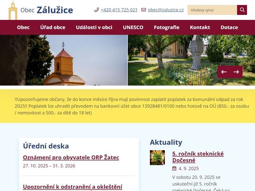 obec zálužice, zálužice, zaluzice, obecní úřad, úřední deska oficiální stránky obce zálužice