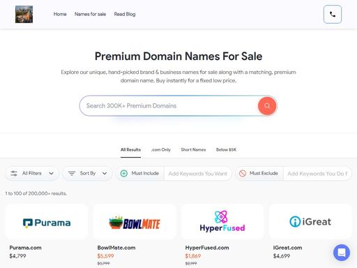 search for a perfect domain name for your business or brand