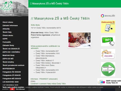 masarykova zš a mš- hlavní strana