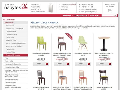 sortiment produktů - židle, křesla, stoly, zahradní a restaurační nábytek, outdoor nábytek, dětský nábytek a spoustu jiných zajímavých doplňků.