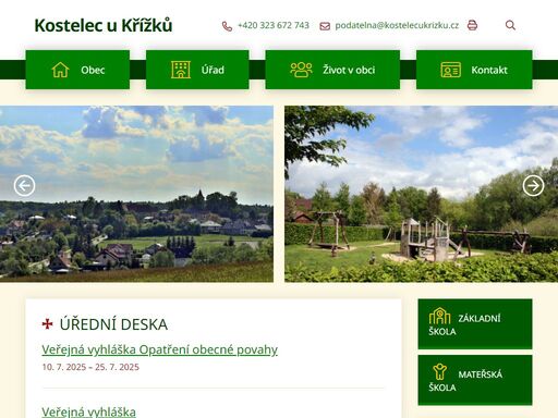 oficiální stránky obce kostelec u křížků