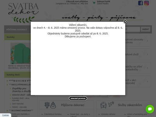 prodáváme veškeré svatební dekorace a doplňky pro celkové zajištění vaší svatby. svatební výzdoba za výhodné ceny!