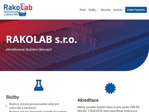 laboratoře pro rozbor vody rakovník. rozbor pitné vody. rozbor odpadní vody. akreditovaná vodohospodářská laboratoř rakolab s.r.o. rakovník laboratoř.