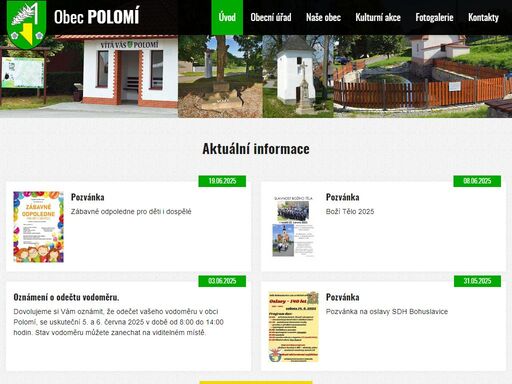 aktuální informace, obec polomí