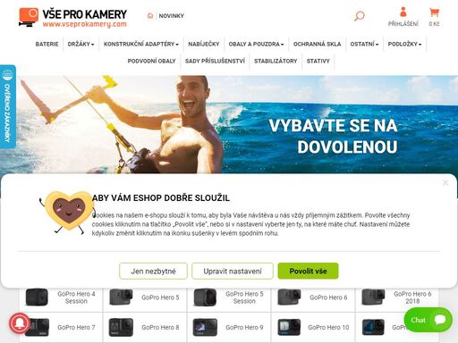 vše pro gopro nabízí veškeré příslušenství nejen k akčním kamerám gopro. výběr je velice široký. od různých krytů, obalu, selfie tyčí a mnoho dalšího. | vše pro kamery