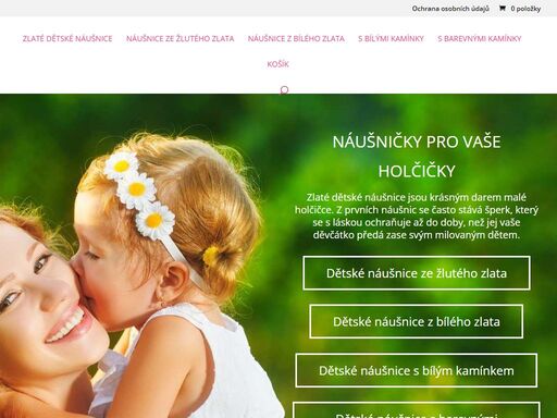 zlaté dětské náušnice ze žlutého a bílého zlata. dětské náušnice jsou skladem.