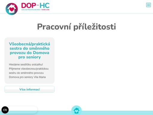dop - hc s.r.o., nestátní zdravotnické zařízení, dolní rychnov. poskytujeme zdravotní ošetřovatelskou péči na lůžkách následné péče v domě ošetřovatelské péče v dolním rychnově, domácí zdravotní péči (home care) v sokolovském regionu v přirozeném domácím prostředí klientů a pečovatelské služby v lokti a okolí.