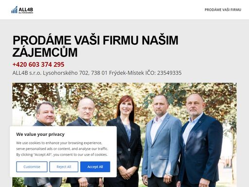 ?? prodáme vaši firmu našim zájemcům. all4b s.r.o. má kupce – zavolejte nám na +420 603 374 295? a zjistěte víc.