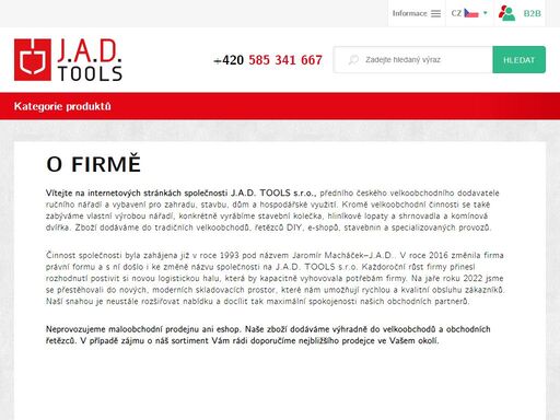 o firmě. vítejte na internetových stránkách společnosti j.a.d. tools s.r.o., předního českého velkoobchodního dodavatele ručního nářadí a vybavení pro
