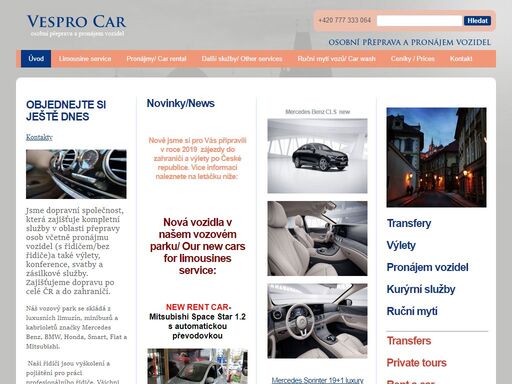 vesprocar, pronájem vozidel praha, půjčovna aut praha, osobní přeprava, výlety s průvodcem, pronájem aut, odvoz dětí do školy praha, private tours, autopůjčovna praha, rent a car, car rental prague naše firma nabízí přepravu osob luxusními automobily a autobusy, krátkodobé i dlouhodobé pronájmy vozidel a polodenní výlety. zajistíme také průvodce, tlumočníka, občerstvení a další.