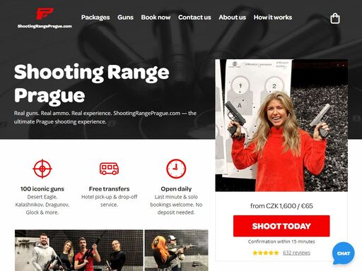 real guns! real ammo! real experience! visit prague's top gun range & choose from a unique arsenal of 100 iconic weapons. 
learn from professionals how to fire iconic firearms from all over the world. indoor & outdoor shooting range with free transfers from and to any prague address.