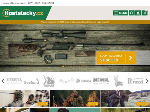 kostelecky.cz | les / lov / sport - ing. roman kostelecký - zbraně, střelivo, oděvy, obuv, doplňky
