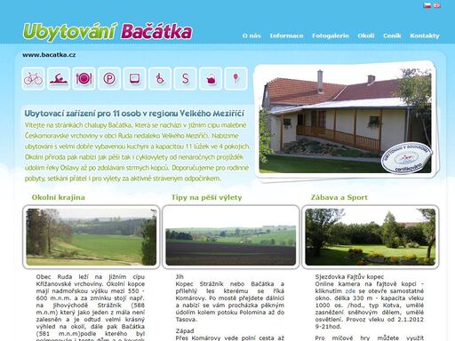 ubytování bačátka - penzion u velkého meziříčí. ubytování v soukromí vhodné pro rodiny i sportovně založené turisty.