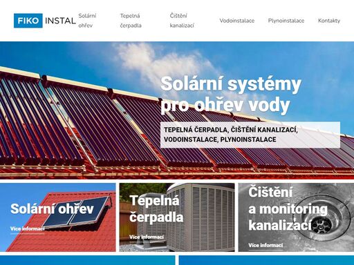 instalatérské práce, čištění kanalizací, solární ohřev, tepelná čerpadla, plynoinstalace, vodoinstalace