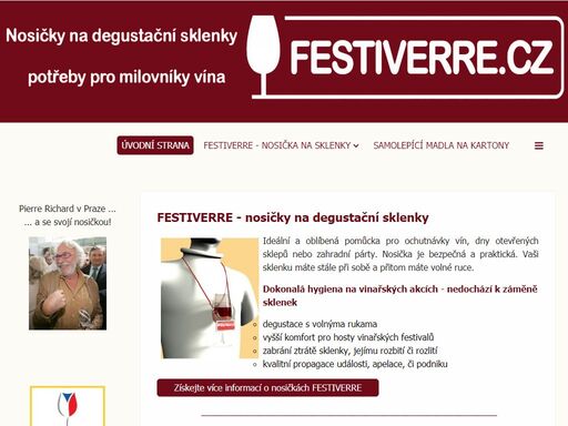 praktické pomůcky pro vinaře a vinotéky - nosičky na degustační sklenky na víno a samolepící madla na kartóny s vínem.