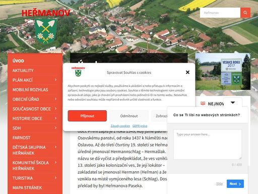 vítejte na našich nových oficiálních internetových stránkách obce heřmanov kraje vysočina. na obecních stránkách najdete informace, které vás zajímají.