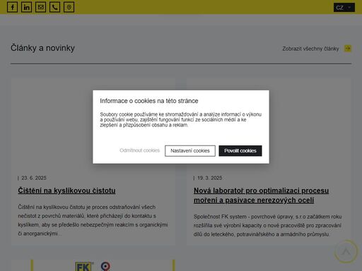 moření, tryskání, speciální povrchové úpravy