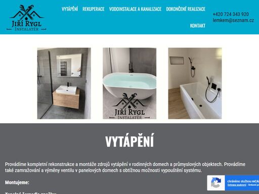 vytápění, rekuperace, vodoinstalace a kanalizace