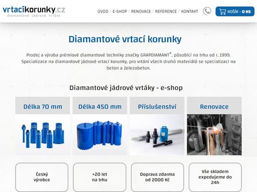 prodej a výroba diamantové techniky, diamantových jádrových vrtacích korunek, pro dělení všech druhů materiálů se specializací na beton a železobeton., diamantové jádrové vrtací korunky