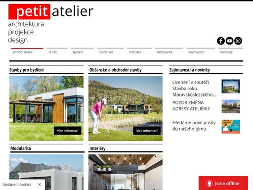 jsme moderní ateliér s týmem inovativních profesionálů, kteří jsou připraveni pomoci uvést ve skutečnost nejenom vaše sny. práce je pro nás především koníčkem a spokojenost klienta je naší hnací silou. rádi vás o tom přesvědčíme.
zaměřujeme se na rodinné domy, občanské a obchodní stavby, modulární výstavbu. rádi pro vás vytvoříme dokonalý interiér.
tým petit atelier s.r.o.