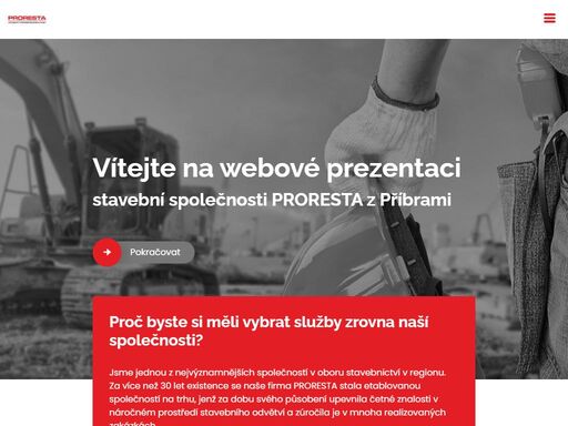 vítejte na webové prezentaci stavební společnosti proresta - jedné z nejvýznamnějších společností v oboru stavebnictví v regionu