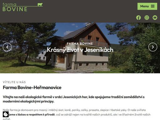 vítejte na naší ekologické farmě. nabízíme ubytování v apartmánech. chováme krávy, poníky, oslíky, tibetské jaky, prasata a slepice. prodej mléka a sýrů.