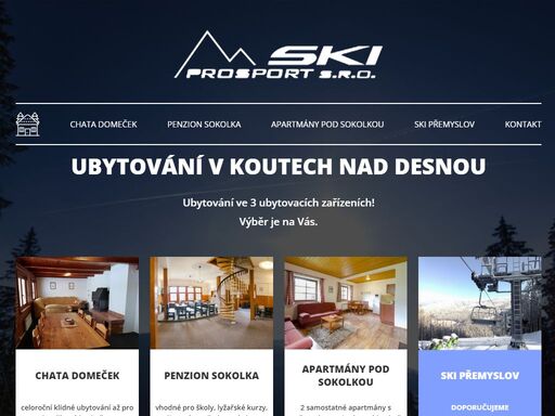 ubytování v koutech nad desnou